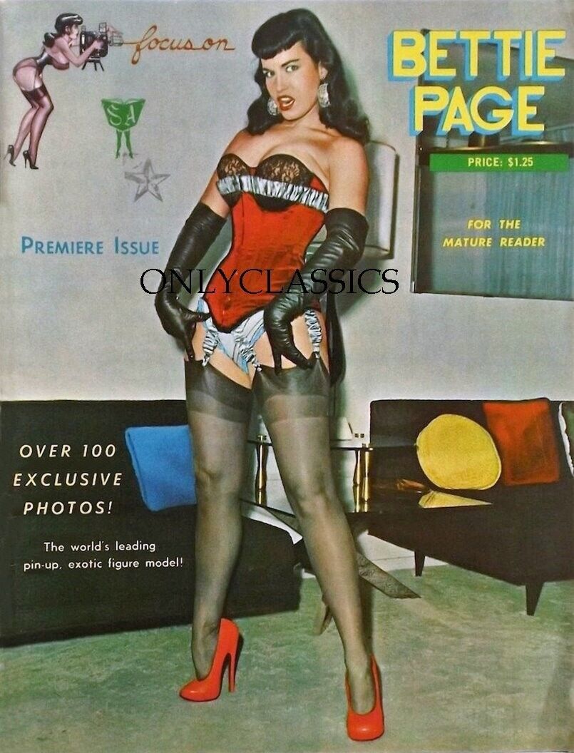 1963 Focus On Bettie Page Risqué Pin-Up Magazine Cover Poster Print Cheesecake