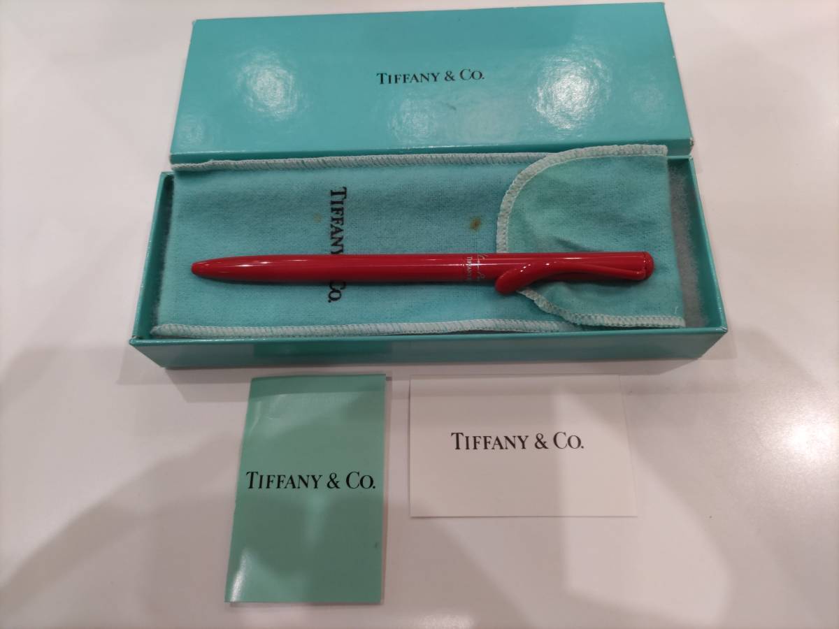Tiffany&Co. Ballpoint pen twist type teardrop red Length 12.5cm vintage with box