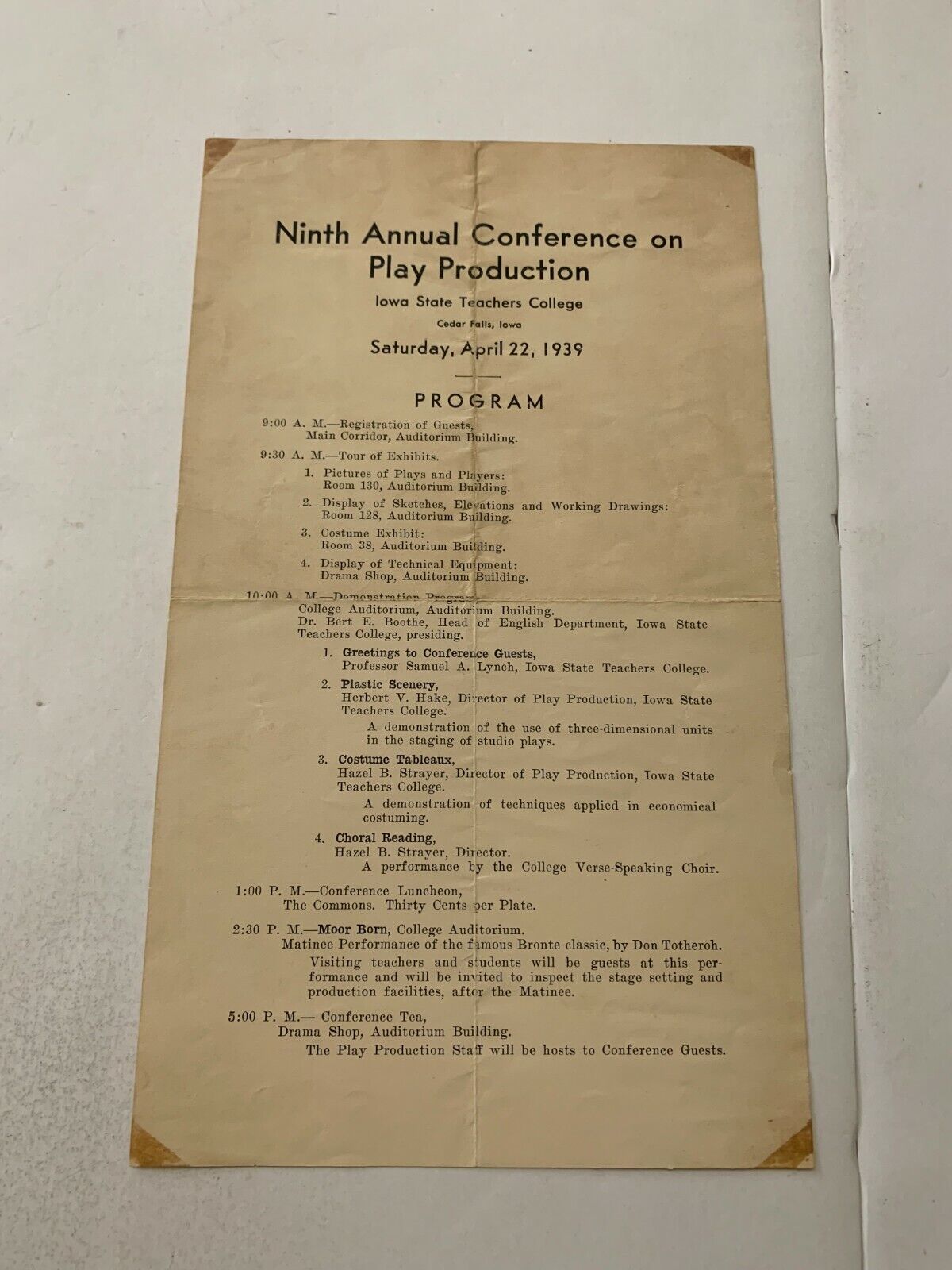 1939 Iowa State Teachers College 9th Annual Conference Play Production Program