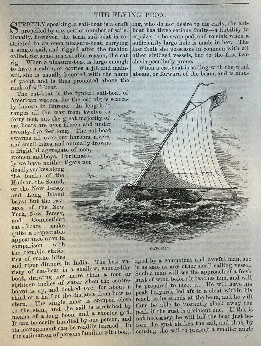 1877 Sailboats The Flying Proa illustrated