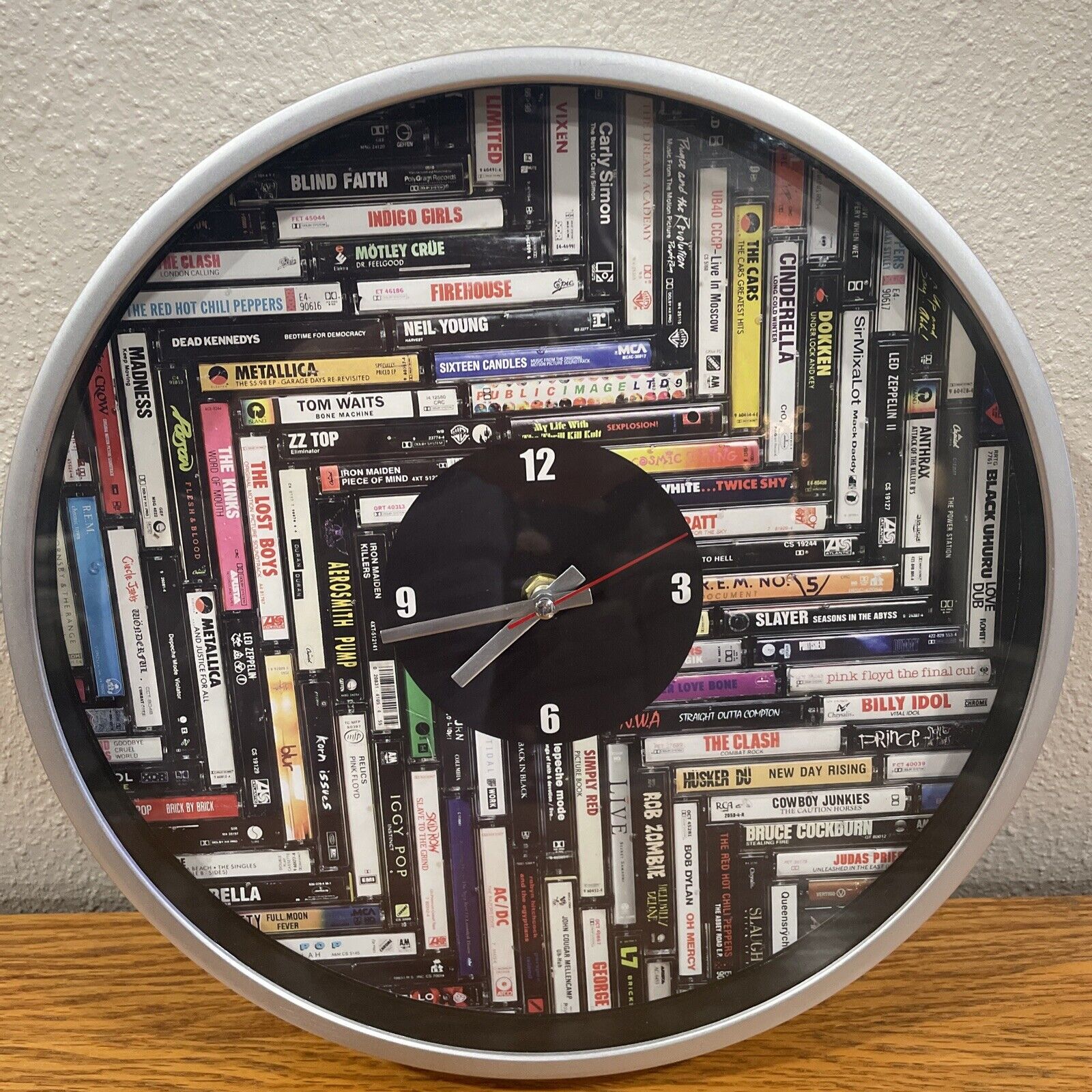 Cassette Tape Wall Clock—70’s 80’s Rock Music-Metallica, ZZ Top, The Cars, etc.