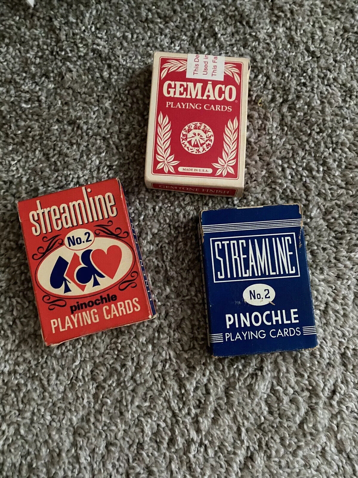 Vintage Lot 3 Packs Playing Cards Streamline Regular/Pinochle Gemaco Pinochle