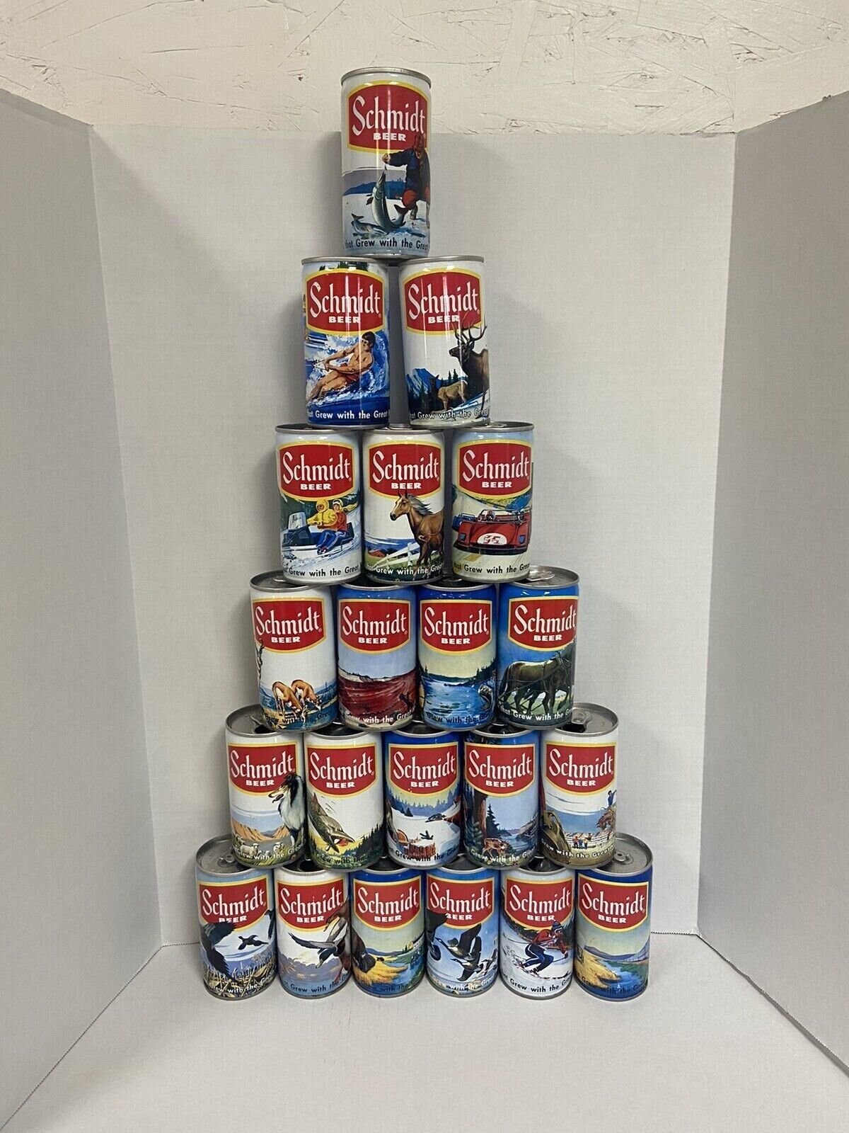 schmidt cans vintage collectors 1970s set of 21-scenic cans**MANCAVE CANDY**