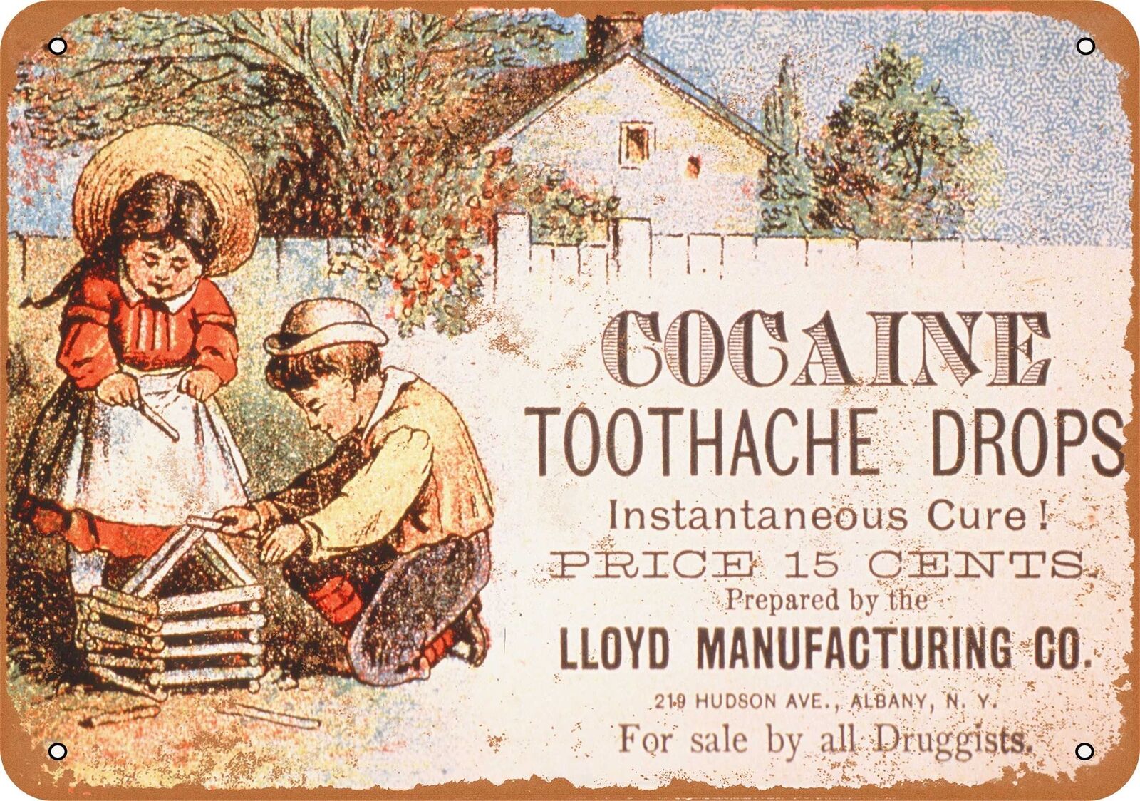 Metal Sign - 1880s Cocaine Toothache Drops - Vintage Look Reproduction