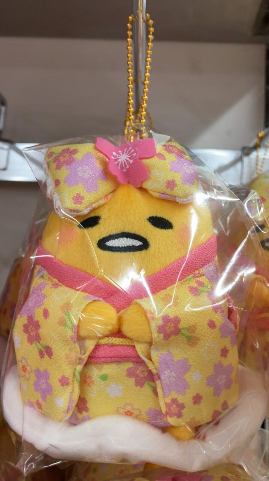 Sanrio Character Gudetama Mascot Chain (Sakura Kimono) Plush Doll New Japan