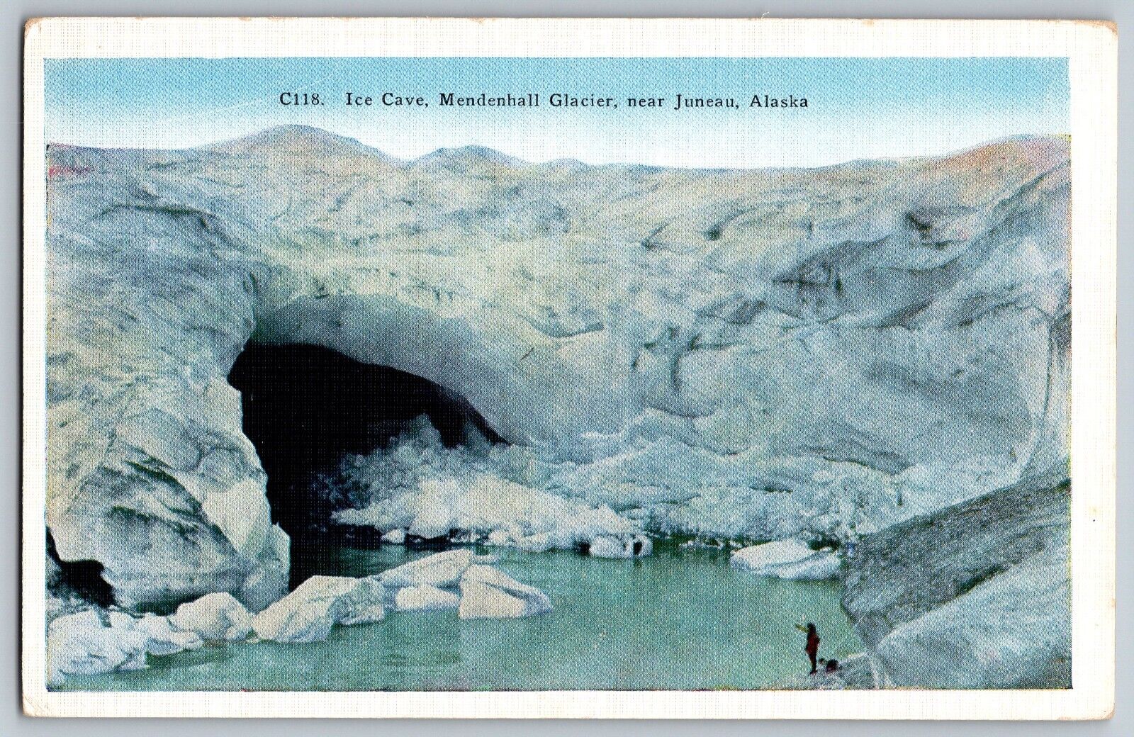 Juneau, Alaska Ak - Ice Cave - Mendenhall Glacier - Vintage Postcard - Unposted