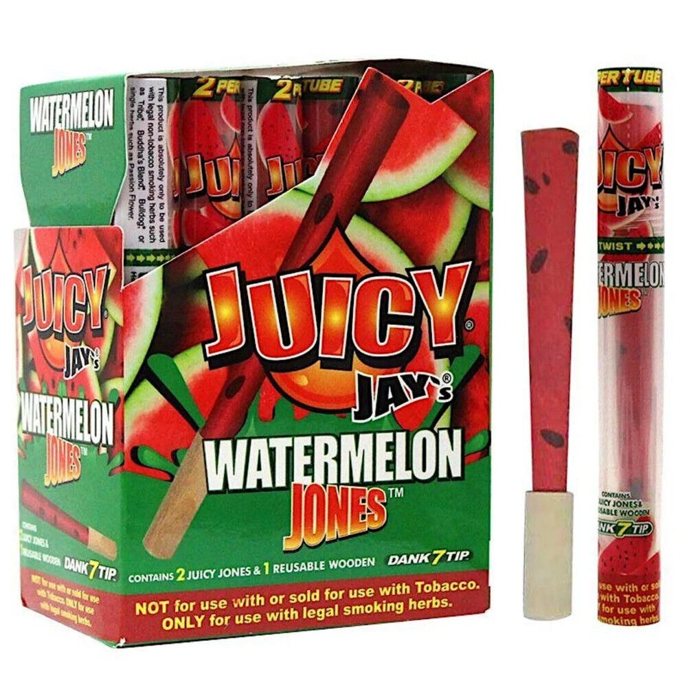 Juicy Jay’s Jones Watermelon Pre Rolled Cones & Dank Tip 24 Pack Sealed Full Box