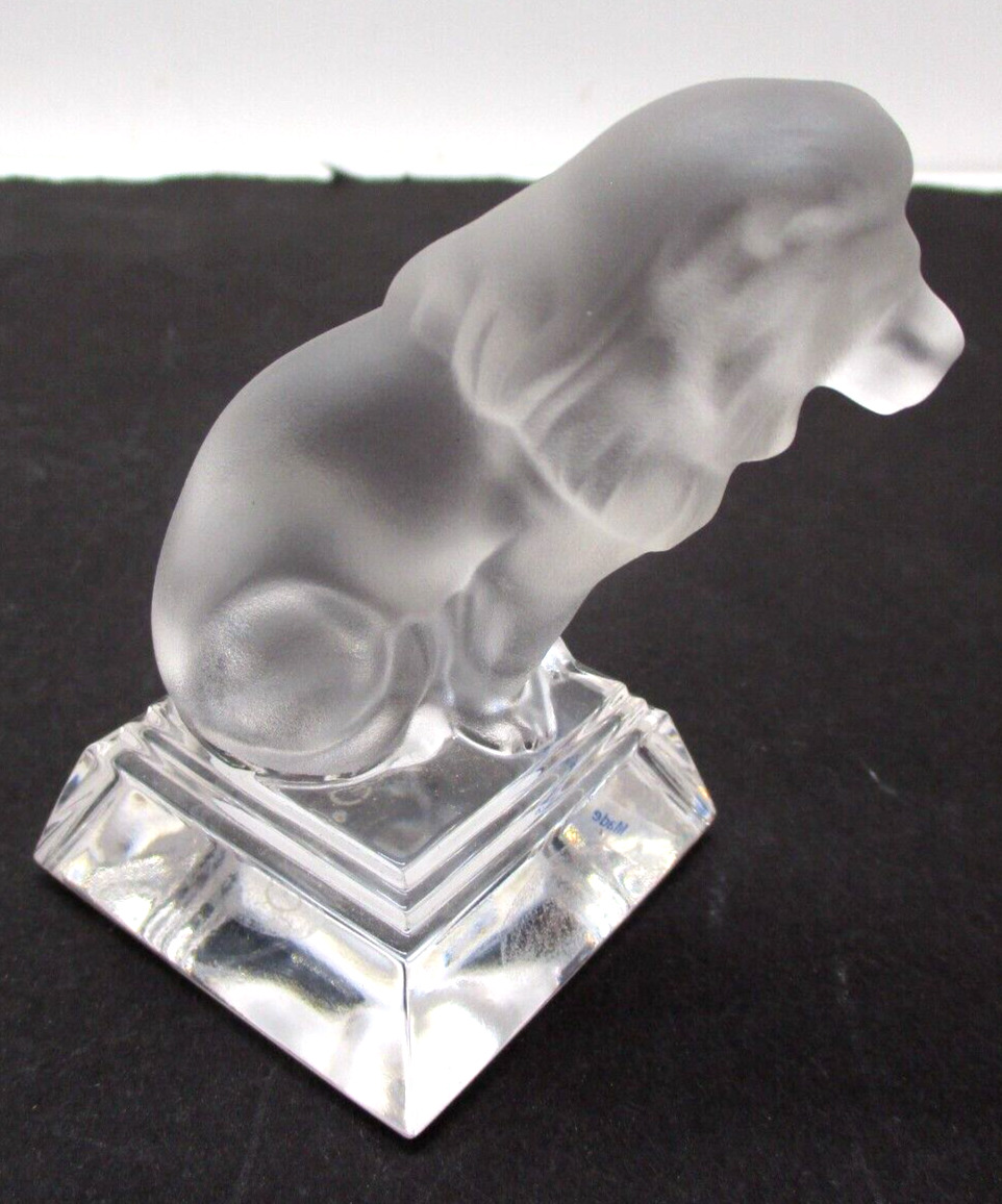 Vintage Glass Paperweight Lion Frosted By Goebel