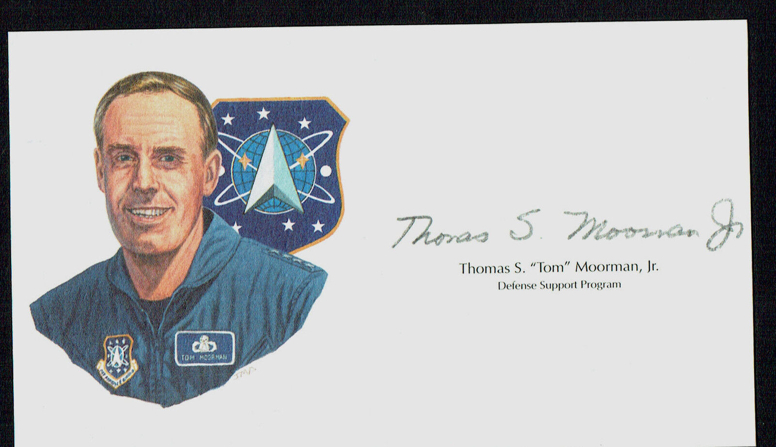 Thomas Tom Moorman Defense Support Program SIX signed autograph cut from Litho