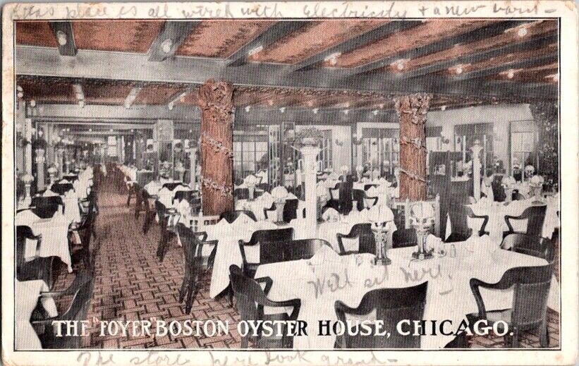 Vintage Postcard The Foyer Boston Oyster House Chicago IL Illinois         A-154