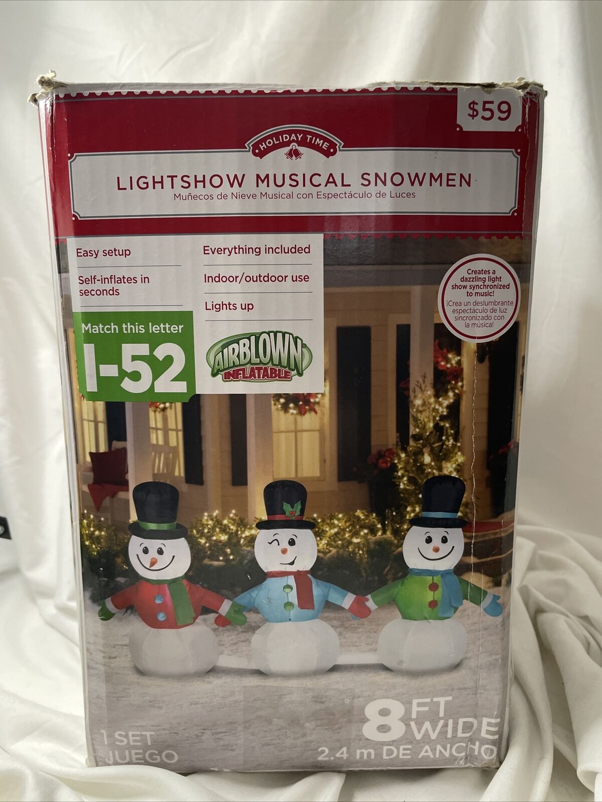 Gemmy Holiday Time Airblown Snowmen Trio Lighted Musical 8’ Wide Tested