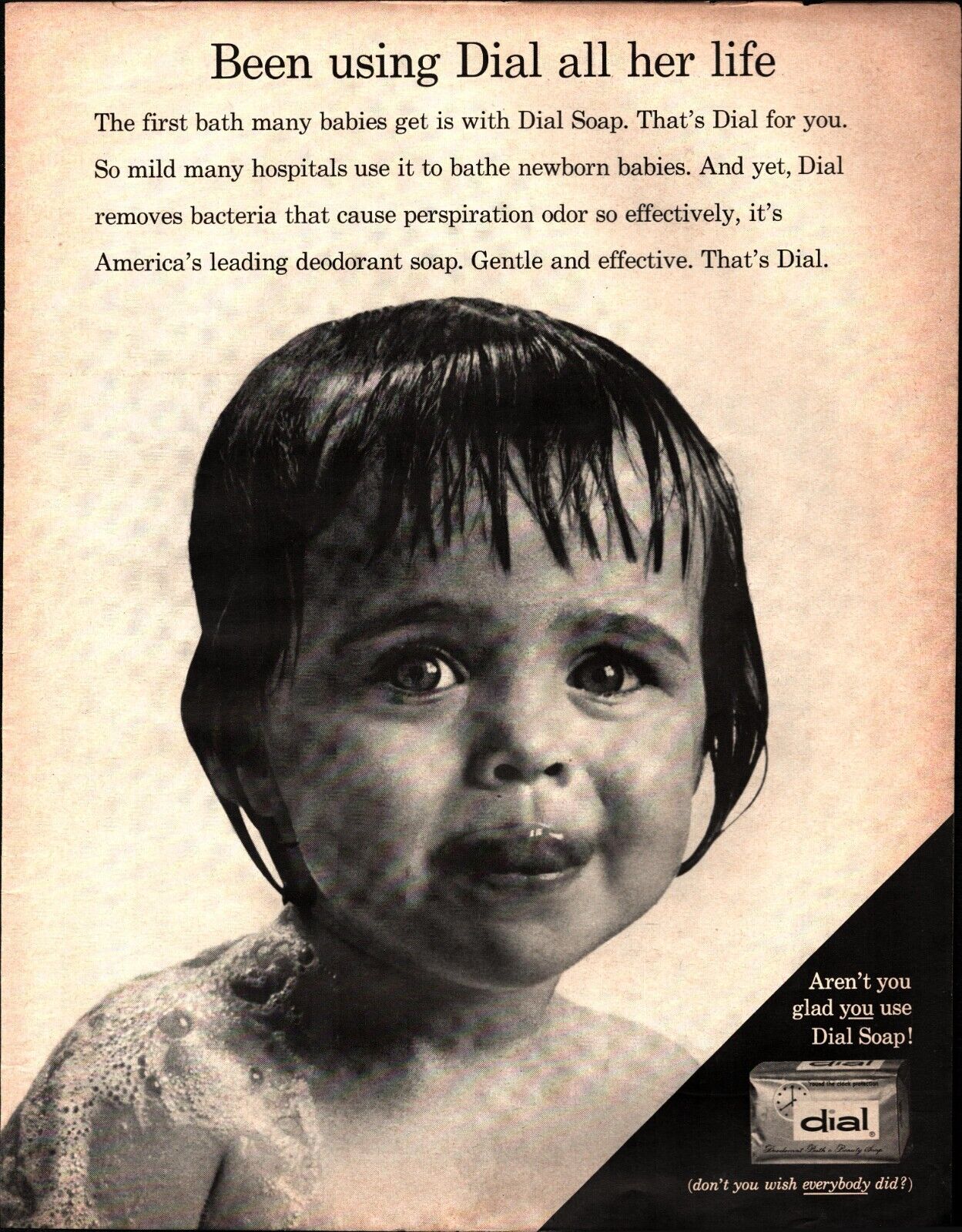 1964 Dial Soap Bar Cute Little Girl Sticking Tongue Out Bathtub Vintage Print Ad
