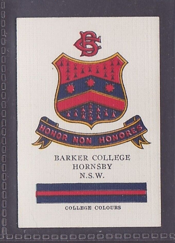 HORNSBY, BARKER COLLEGE - 90 + year old Australian Tobacco Card # 26