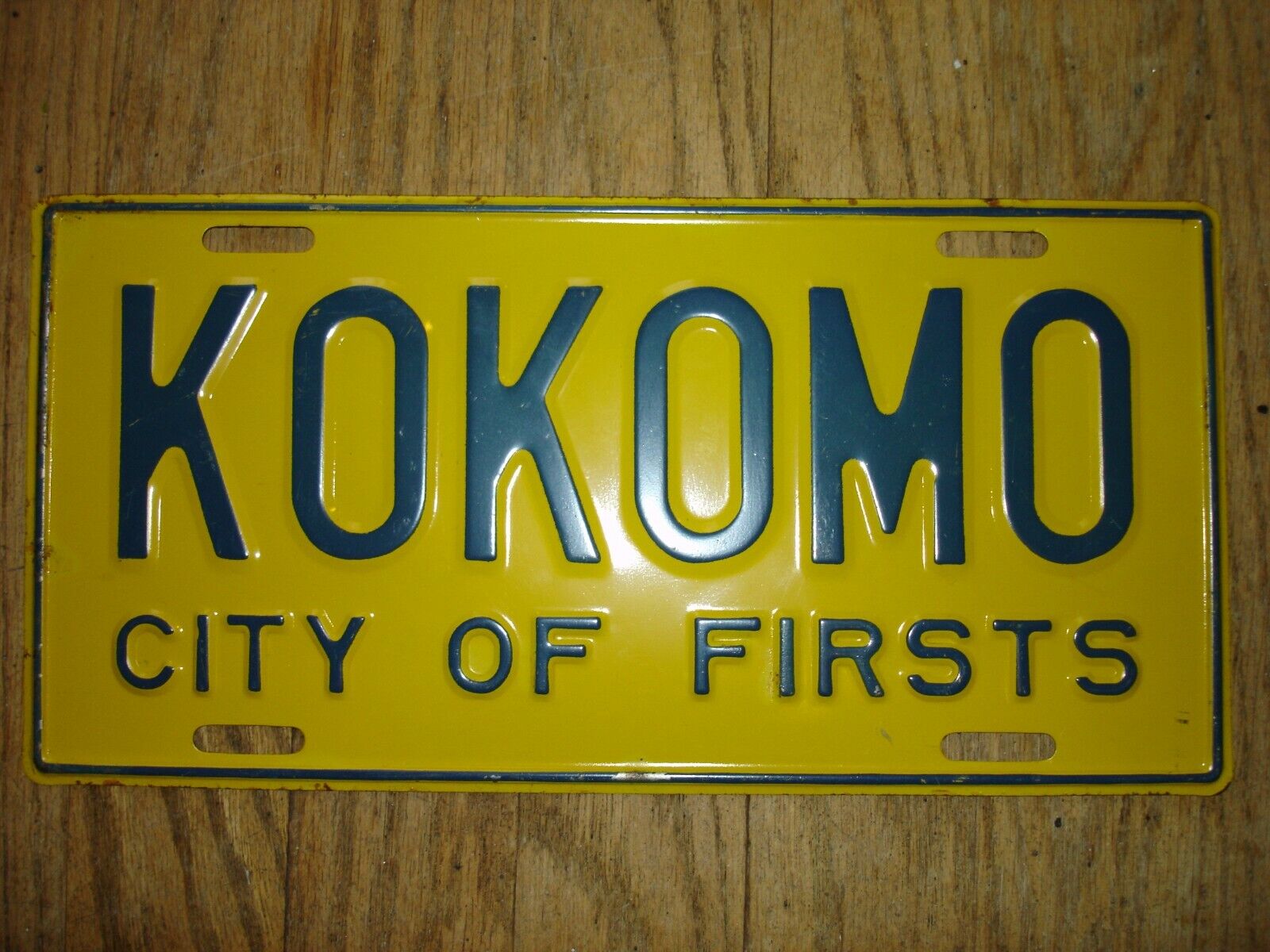 Rare Early 1960\'s Kokomo City Of Firsts Unused Heavy Metal License Plate Indiana
