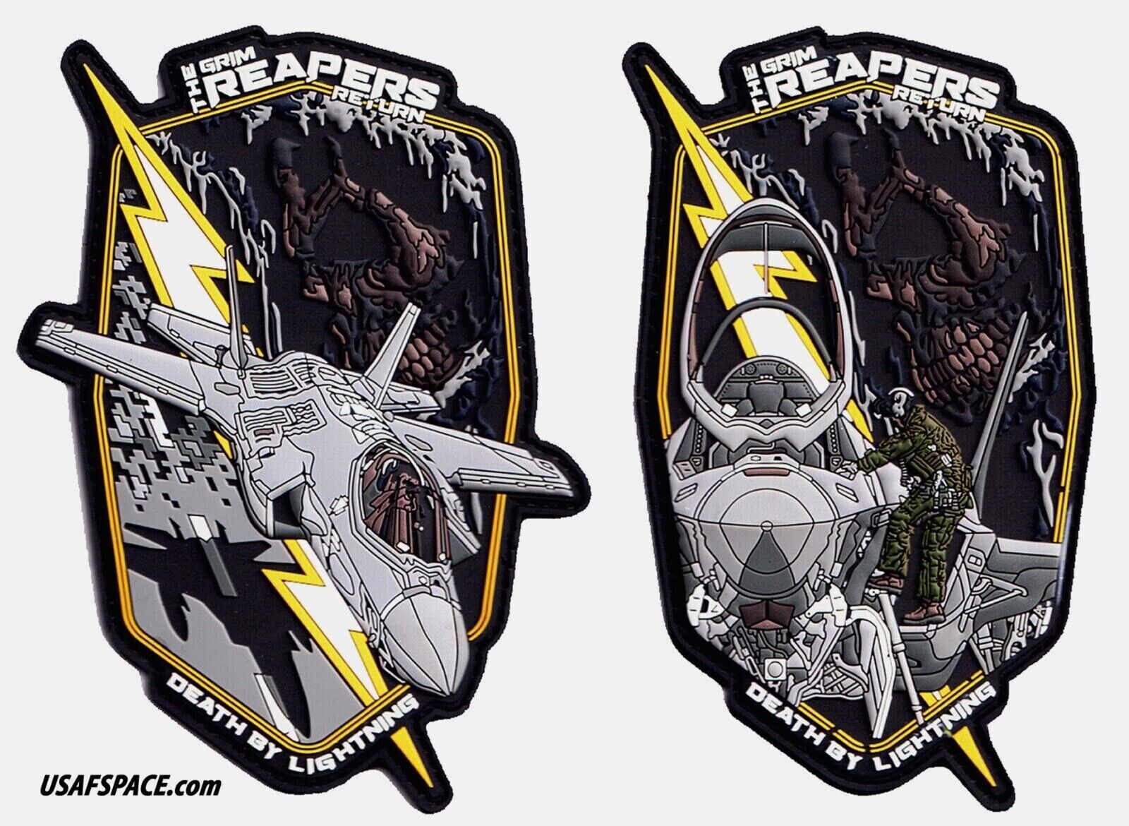 USAF 493RD FIGHTER SQ-F-35A-GRIM REAPERS -DEATH BY LIGHTNING- ORIGINAL PATCH SET
