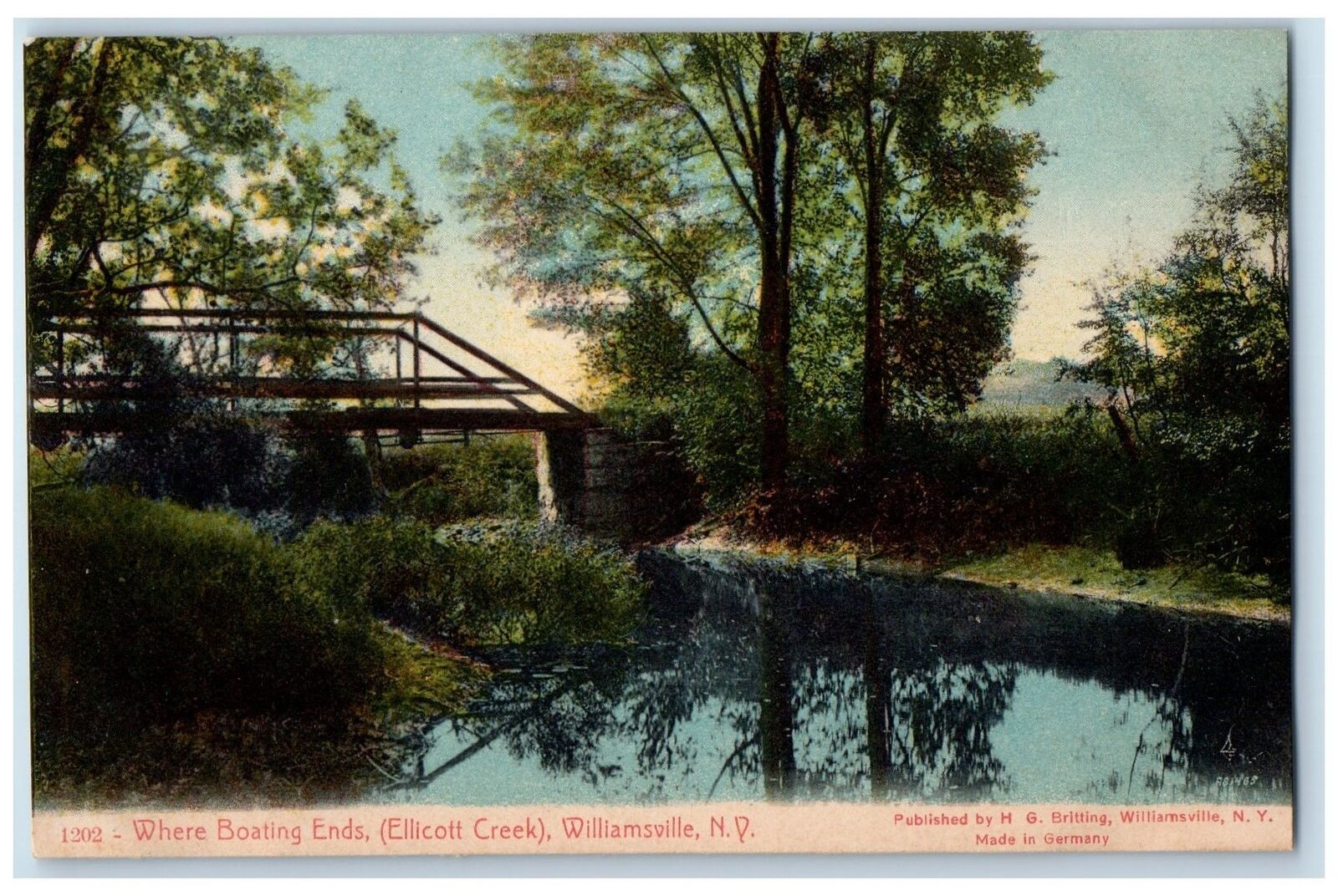 c1910's Where Boating Ends Ellicott Creek Bridge Williamsville New York NY