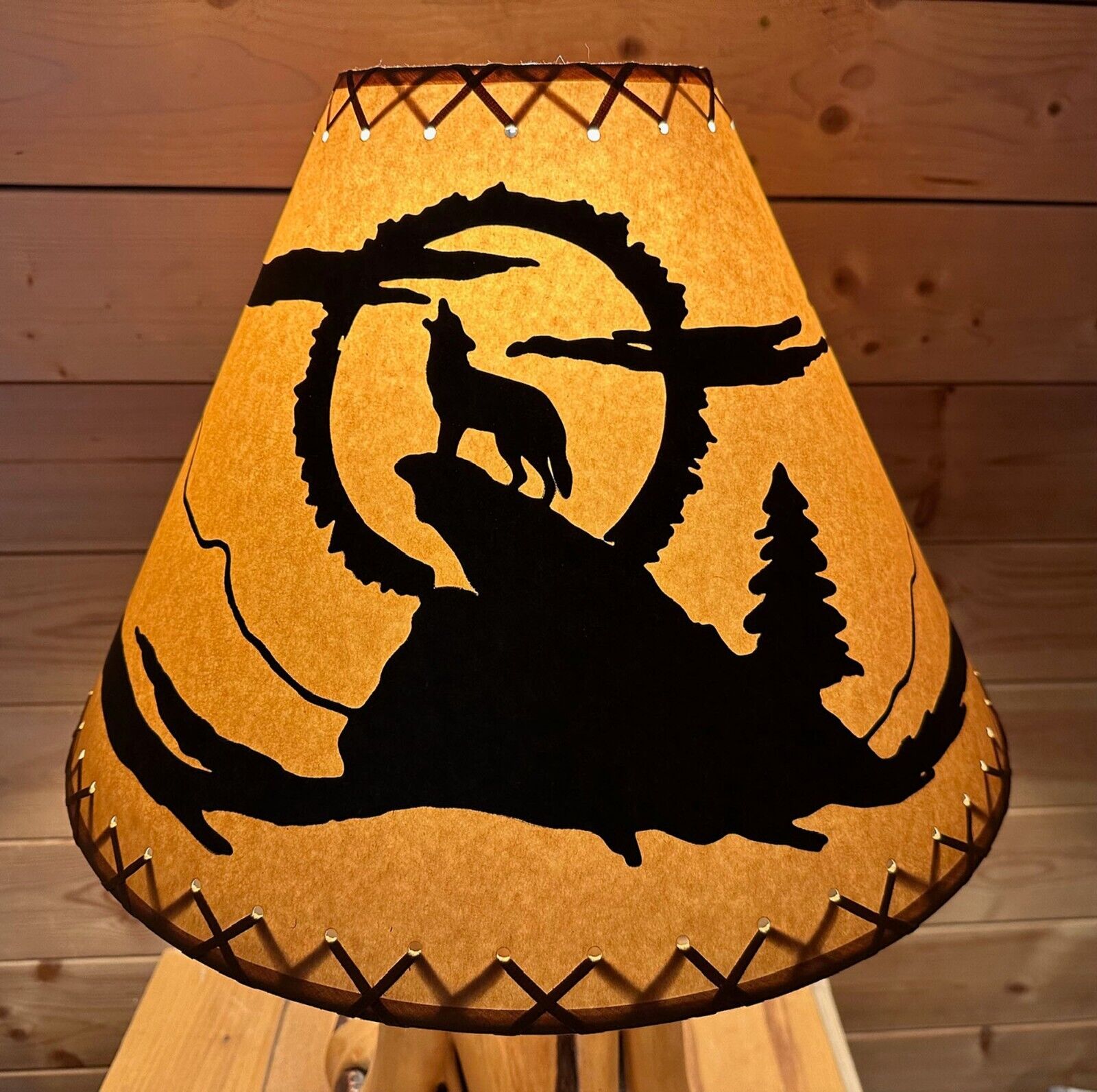 Rustic Oiled Kraft Laced Coyote Lamp Shade - 18\