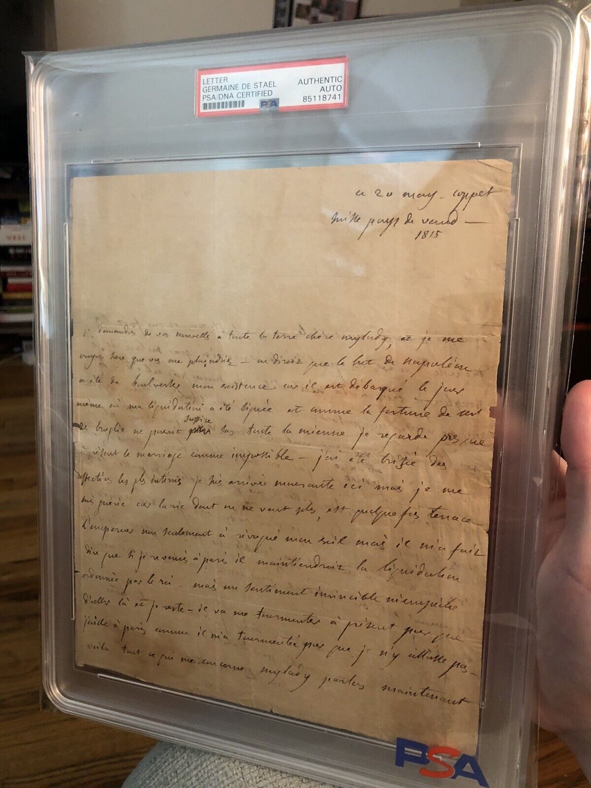 PSA DNA Auto Germaine de Staël Letter on Recovering Funds from Napoleon & France