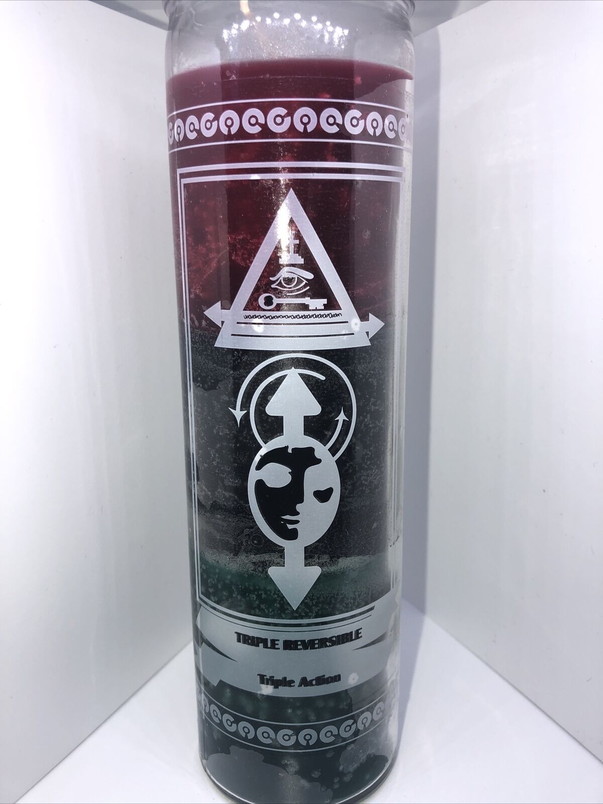 “Triple Reversible candle” Red,black,green  Wicca Health Protection