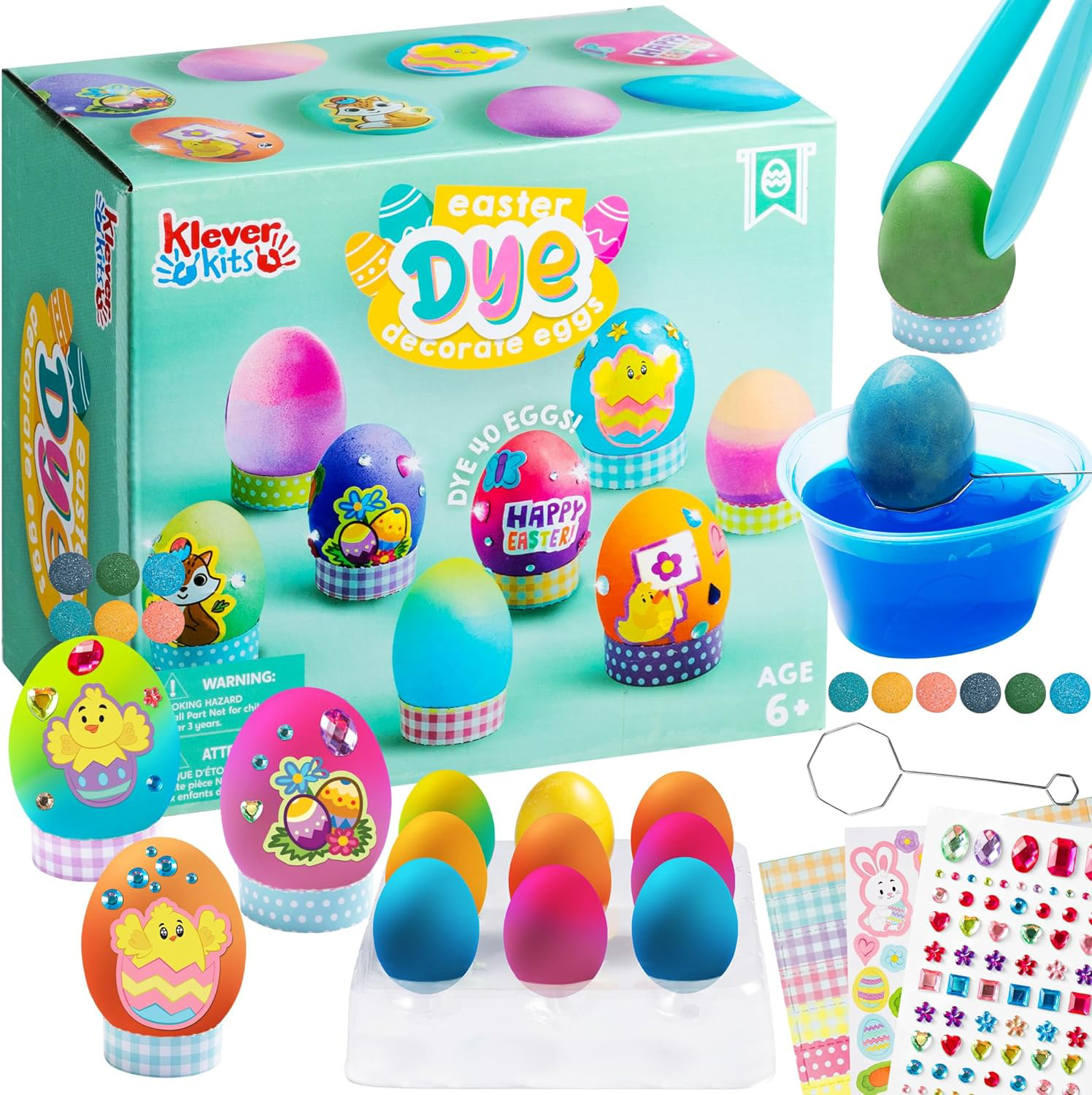 Klever Kits 20Pcs DIY Easter Egg Decorating Kit, Dye Kit with Gradient Color for