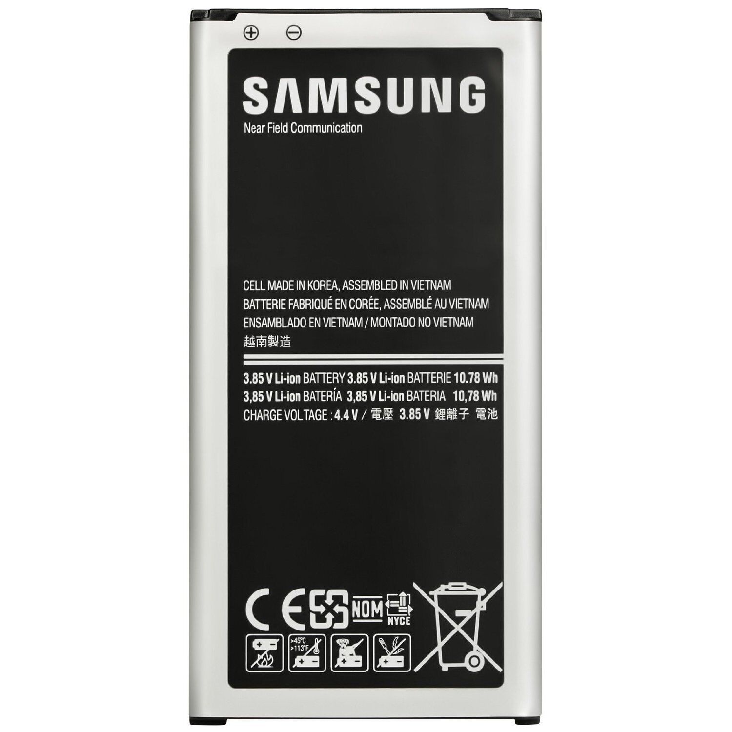 Samsung Galaxy S5 Cell Phone Battery EB-BG900BBU, 2800mAh, 3.85V Li-ion, 10.78Wh