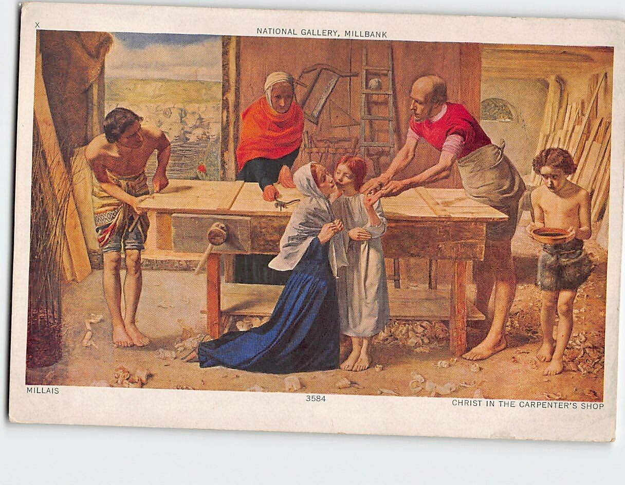 Postcard Christ In The Carpenters Shop By Millais National Gallery England