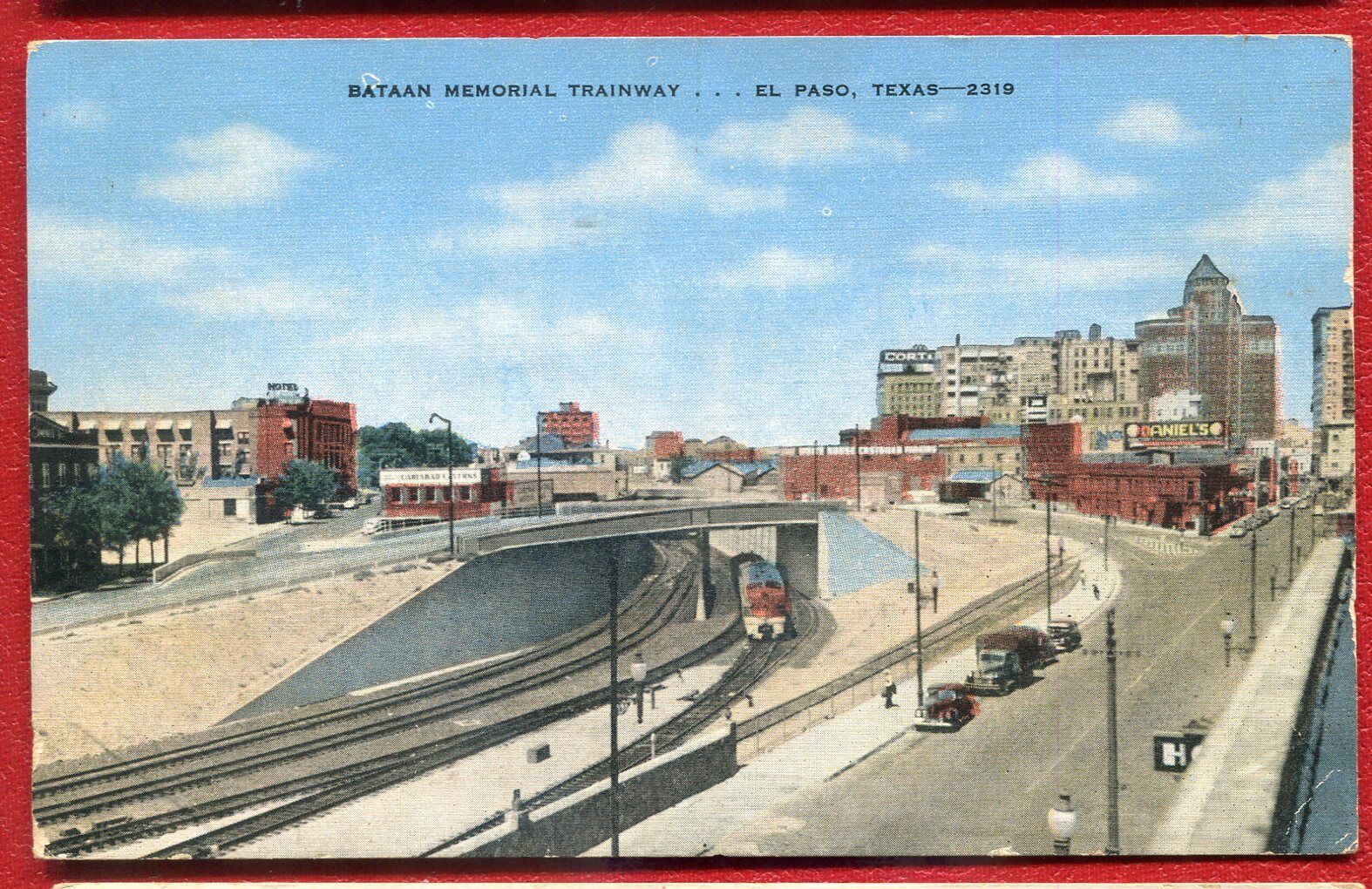 Bataan Memorial Trainway railroad tracks diesel engine EL Paso Texas tx postcard