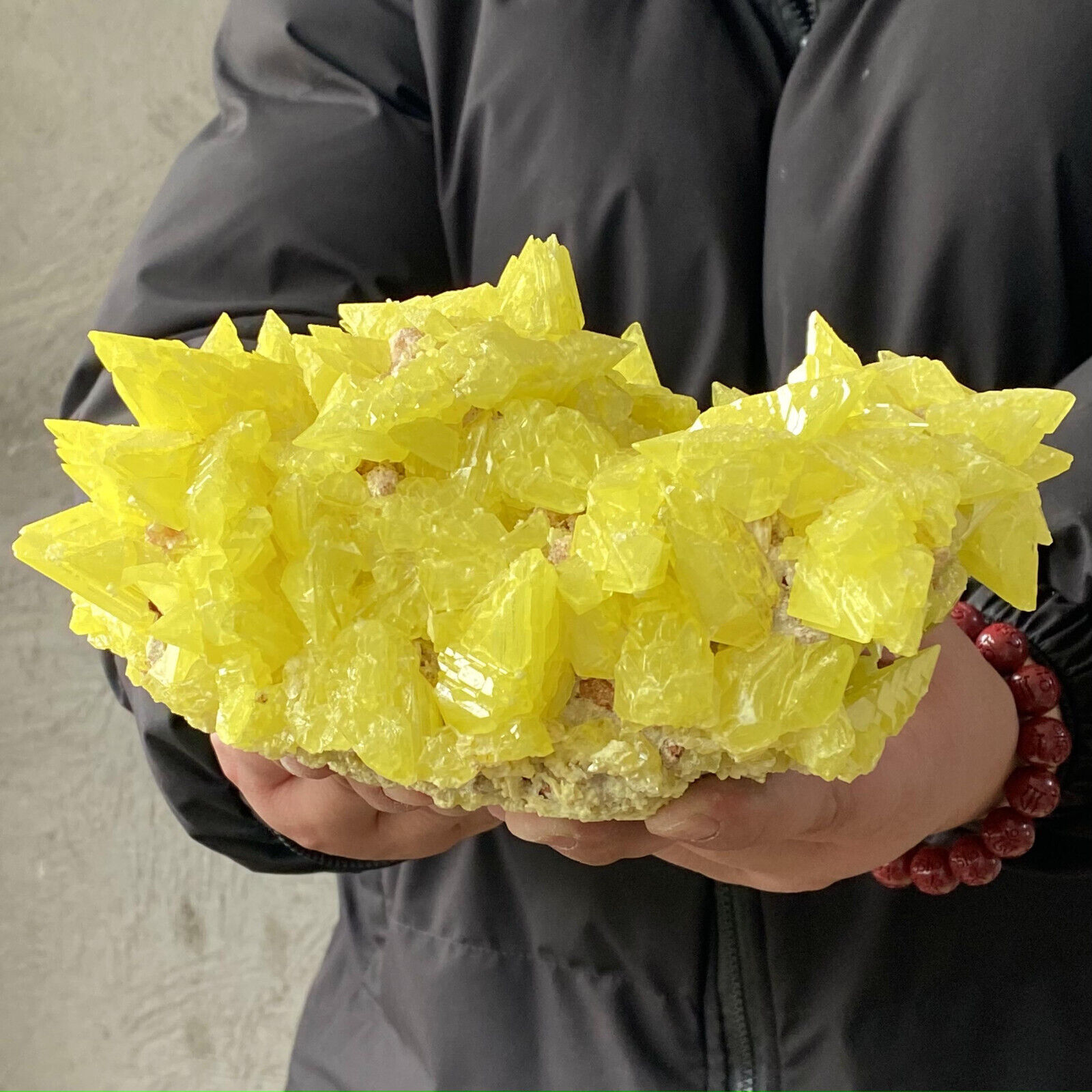 5LB Rare yellow sulfur crystal quartz crystal mineral specimen -