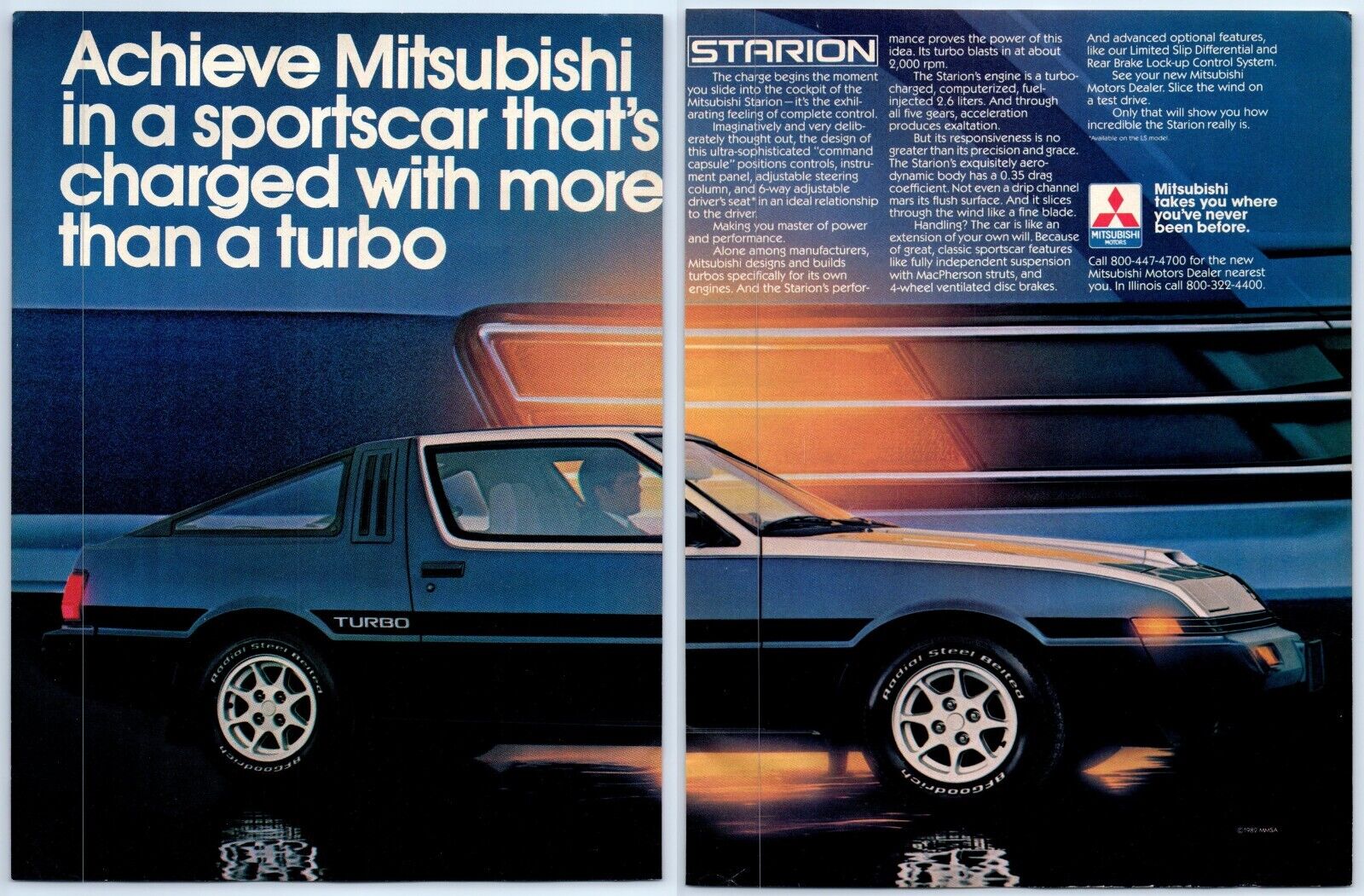 Mitsubishi Starion Turbo Charged Sports Car 1983 2pg Print Ad 8\