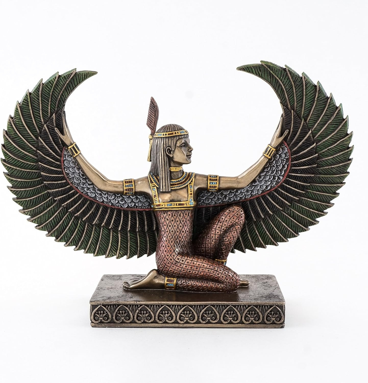 Top Collection 6 Inch Egyptian Winged Maat Sculpture in Cold Cast Bronze