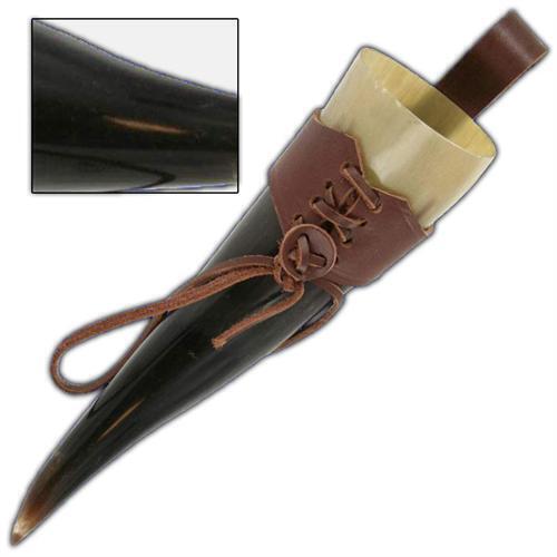Medieval Norwegian Viking Drinking Ceremonial Bovine Horn with Free Leather Frog