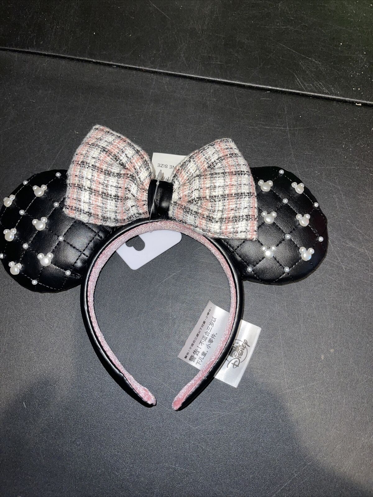NEW Disney Parks 2021 Minnie Mouse Tweed And Pearl Ear Headband NWT