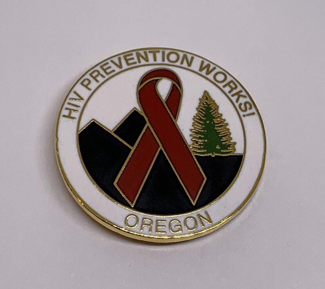 HIV Prevention Works Oregon Red Ribbon Awareness Lapel Pin (157)