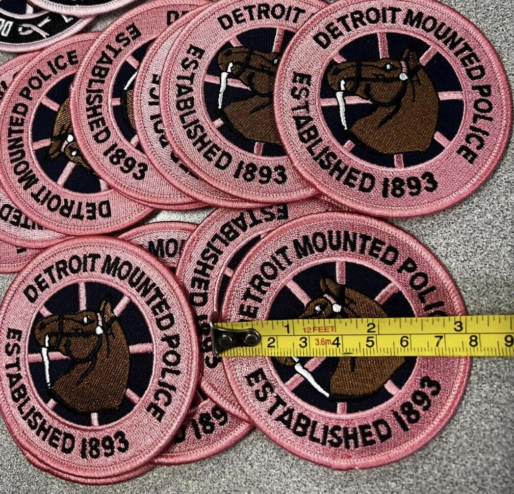 Detroit Mounted Police Patch Pink Cancer Awareness