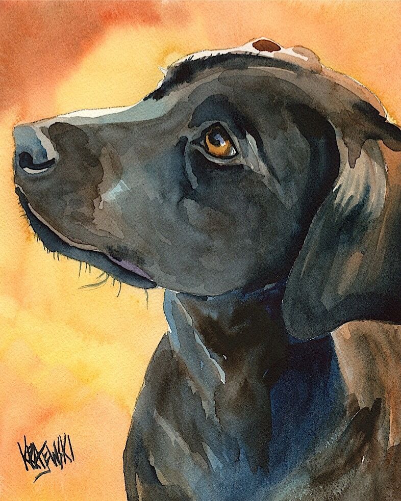 Black Lab Gifts | Labrador Retriever Art Print from Painting, Poster 11x14