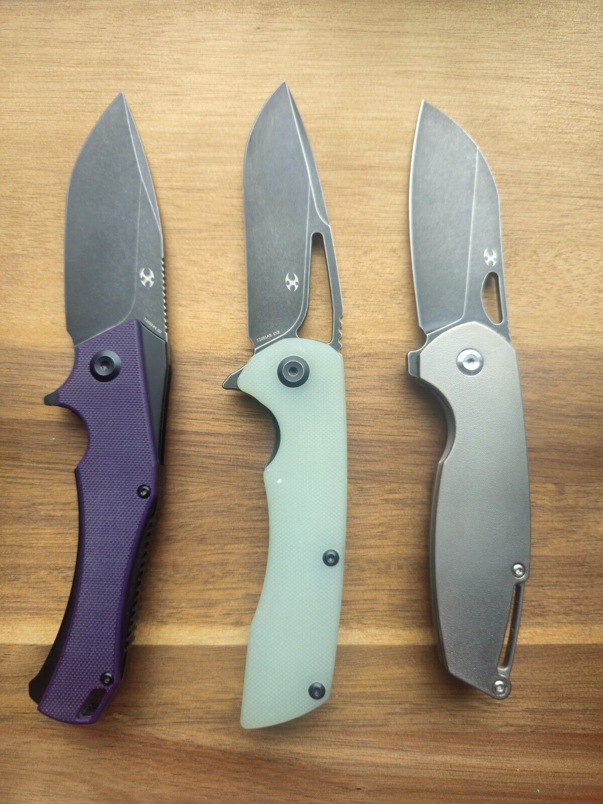 Kansept  Nick Swan Model 6 Titanium, Hellx, Kryo Jade G10 Set Of 3 Pocket Knives