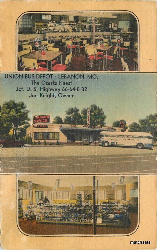 1940s Route 66 Union Bus Depot Lebanon Missouri Interior Entrance 11640