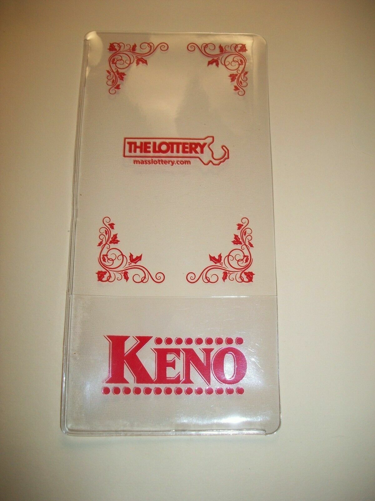 RED LOTTERY TICKET HOLDER SLEEVE PROTECTOR ENVELOPE KENO OR SPORTS BETTING NEW