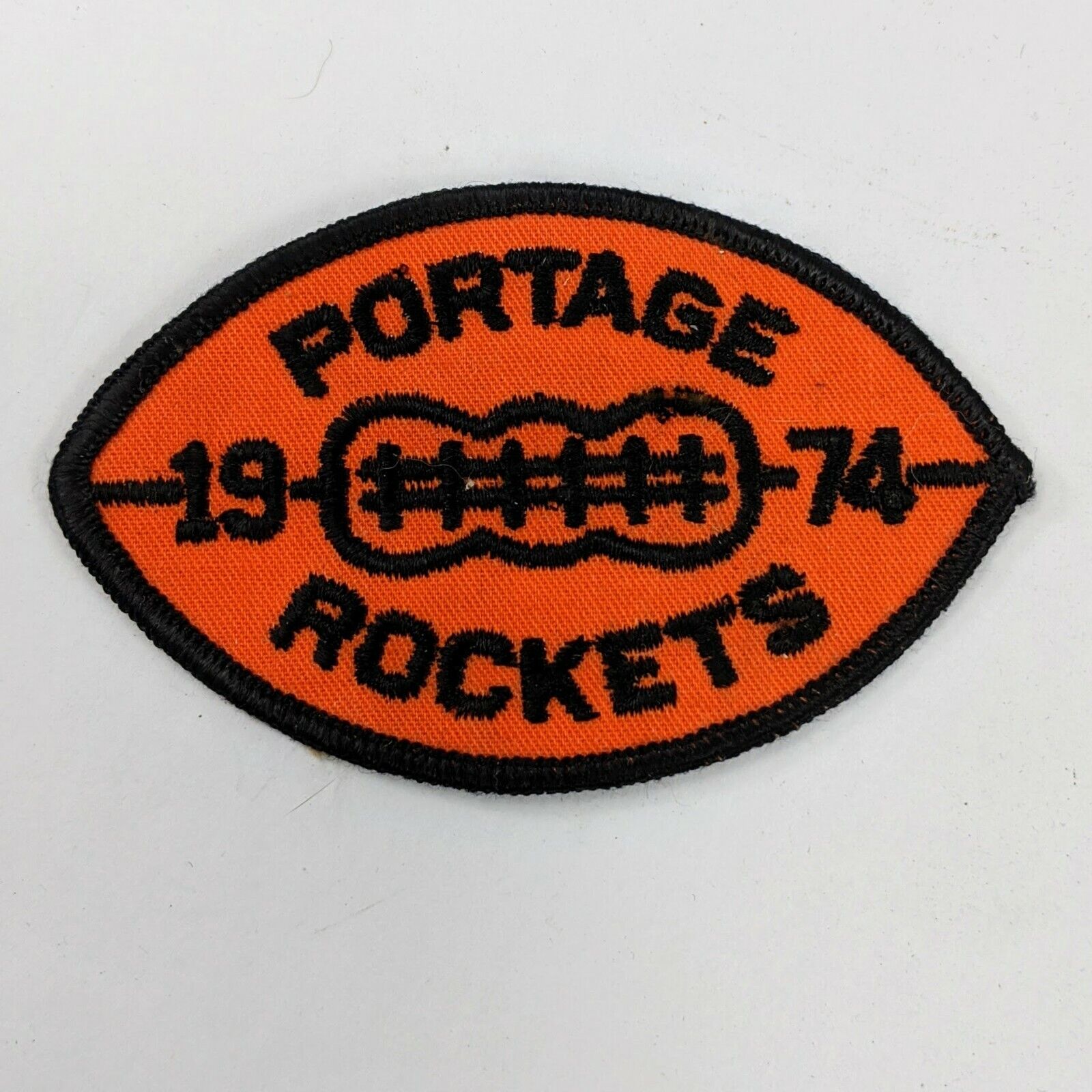 LMH PATCH Badge 1974 PORTAGE ROCKETS  Youth Football League Team Rocket