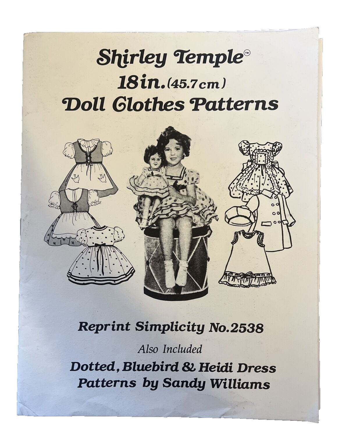 Shirley Temple 18 In. Doll Clothes Reprint Of Simplicity Sewing Pattern 2538 HTF