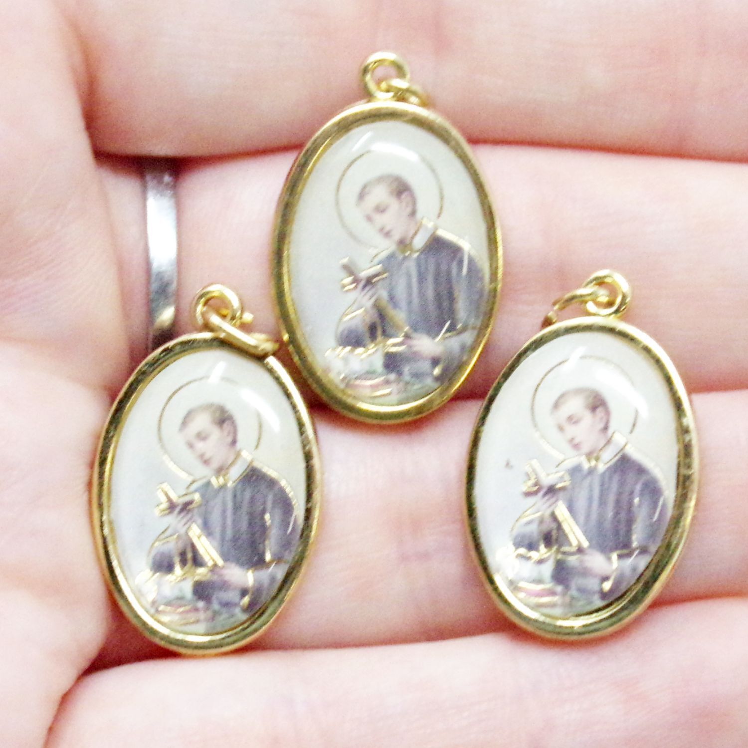 St Saint Gerard Epoxy Gold Tone Prayer Medals for Rosary Part 1 In 3 Pk