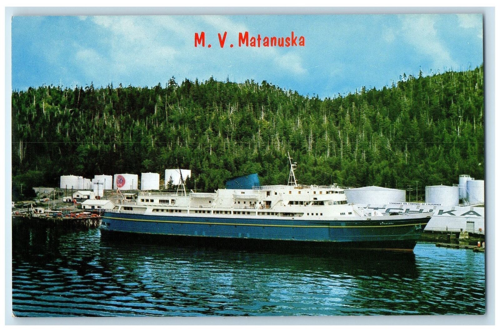 c1950\'s MV Matanuska Marine Highway Fleet Passenger Ship View Alaska AK Postcard