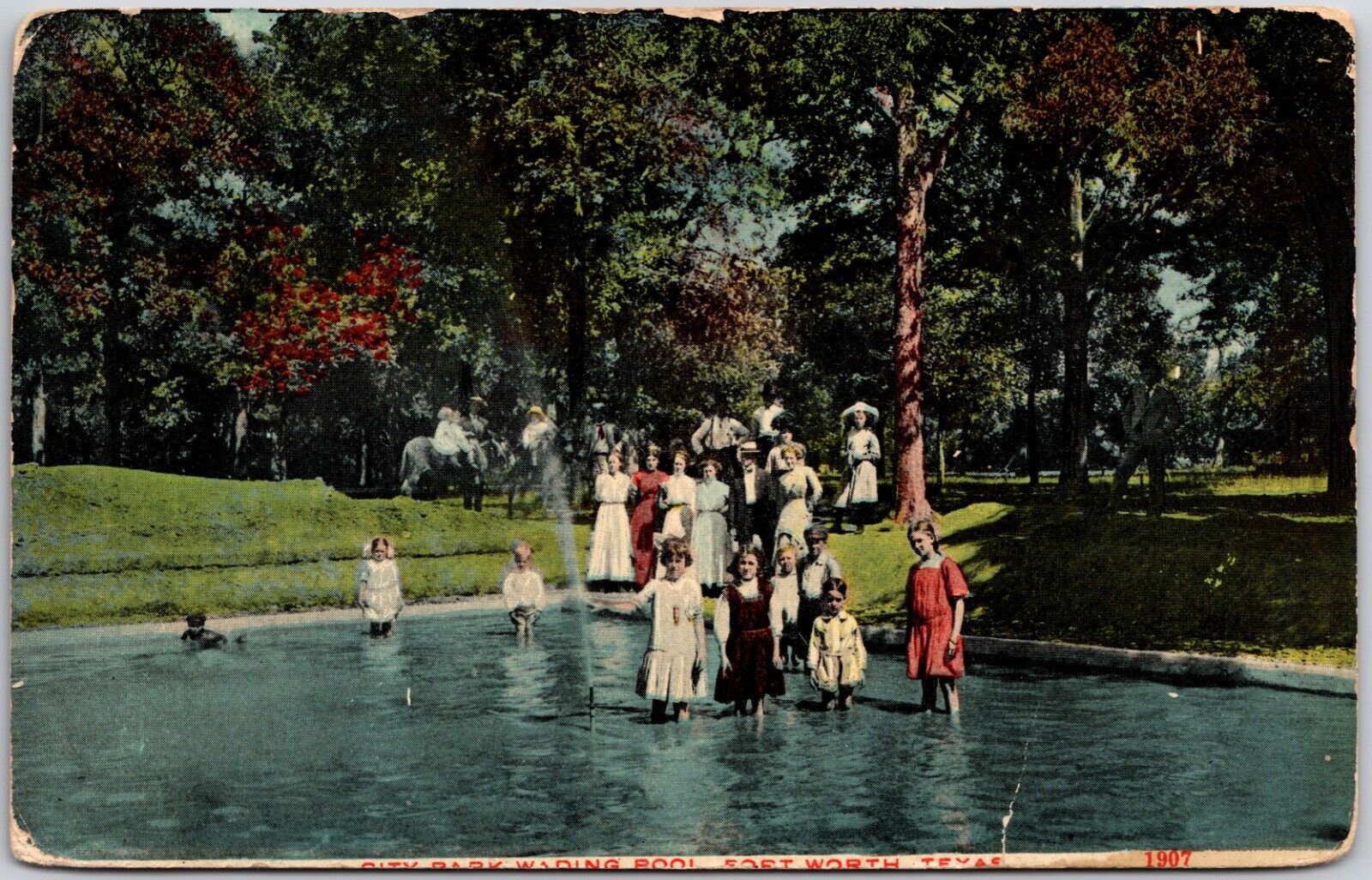 Fort Worth Texas City Park Wading Pool 1907 DB Postcard