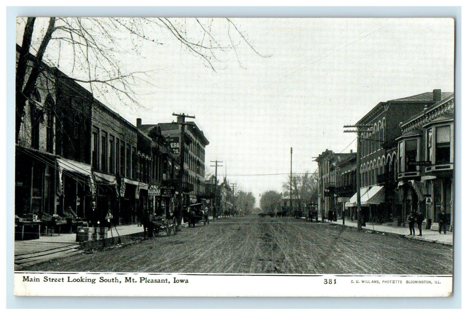 c1910s Main Street, Looking South Mt. Pleasant Iowa IA Photoette Postcard