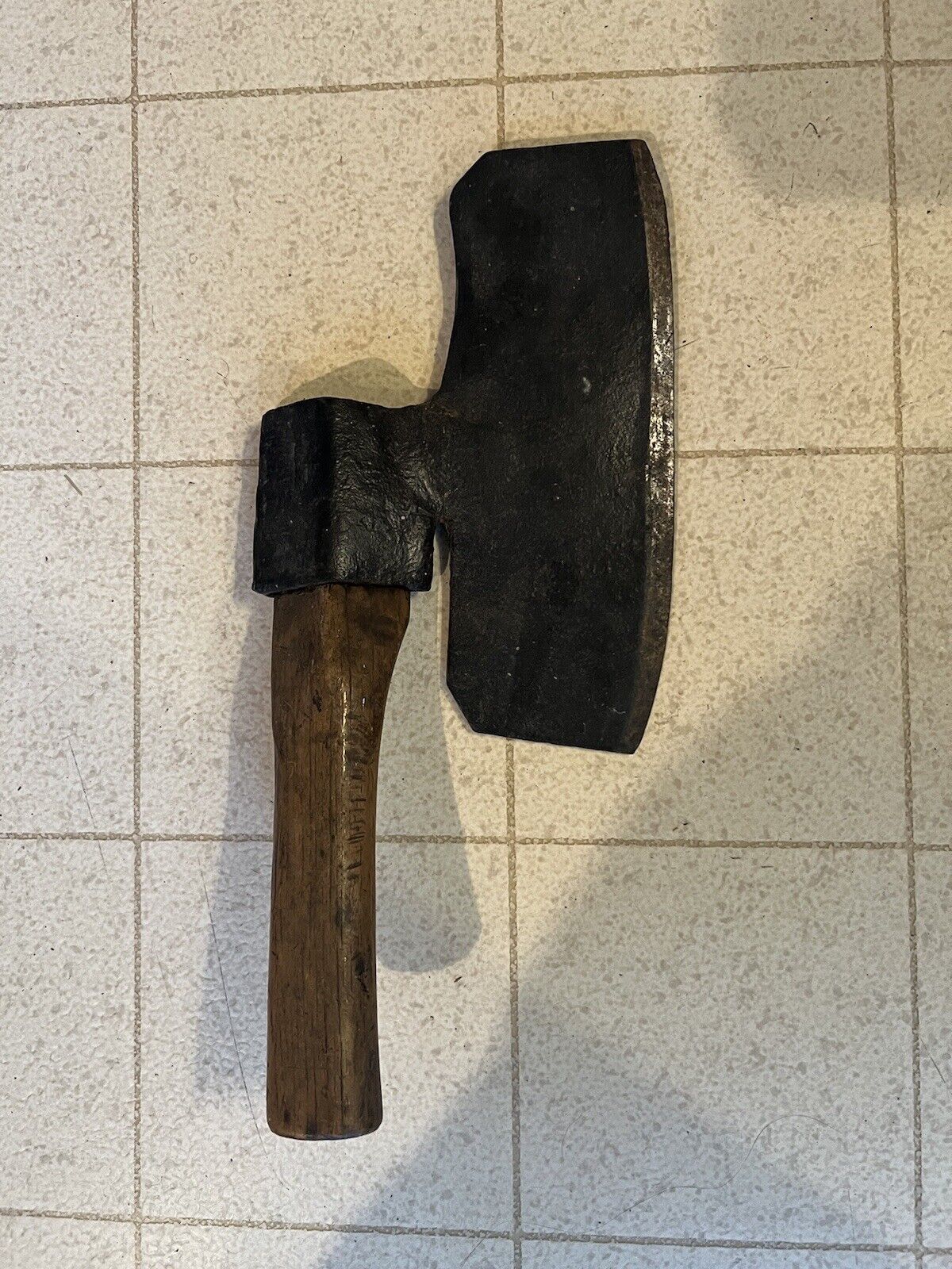 Vtg/Antique 1800s Broad Head Hewing Axe W/STUBBY HANDLE