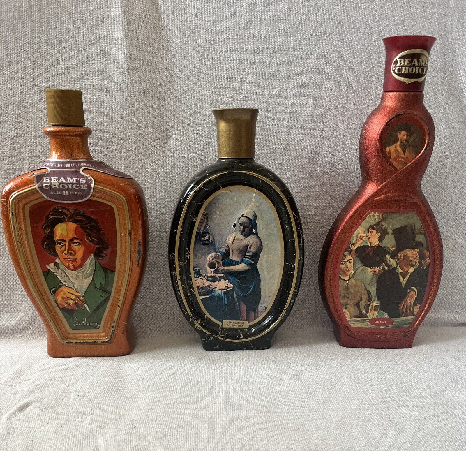 💥 Vintage Jim Beam/Beam's Choice Glass Decanter Bottles Lot of 3