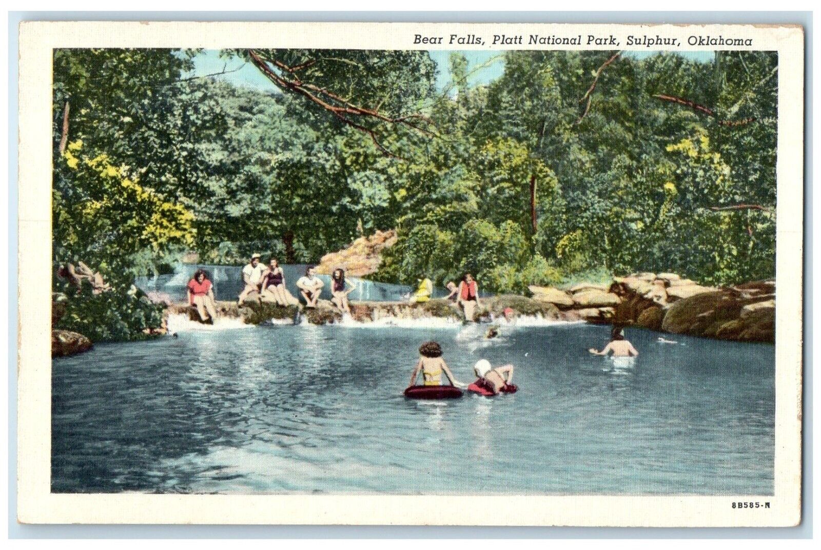 1940 Bear Falls Platt National Park Sulphur Oklahoma OK Vintage Antique Postcard