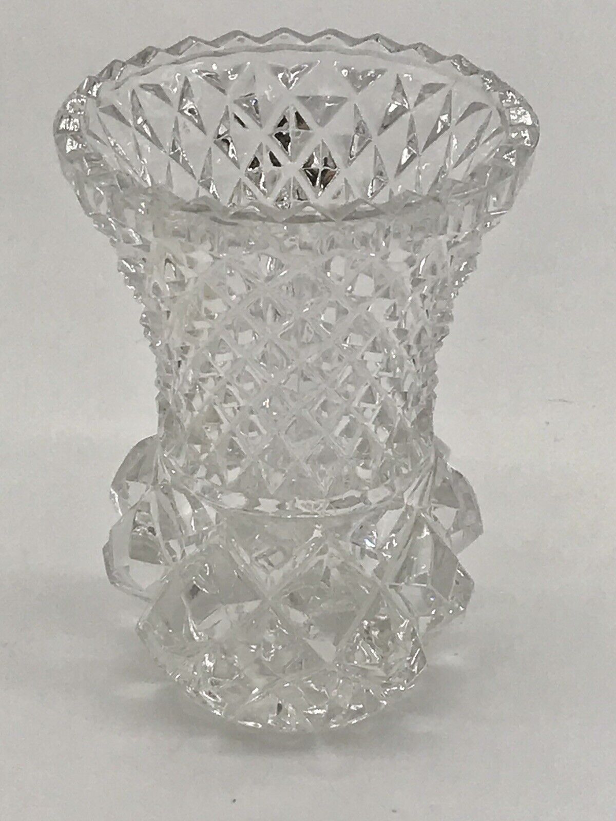 Vintage Small Heavy Cut Crystal Pineapple Shape Vase High Refraction