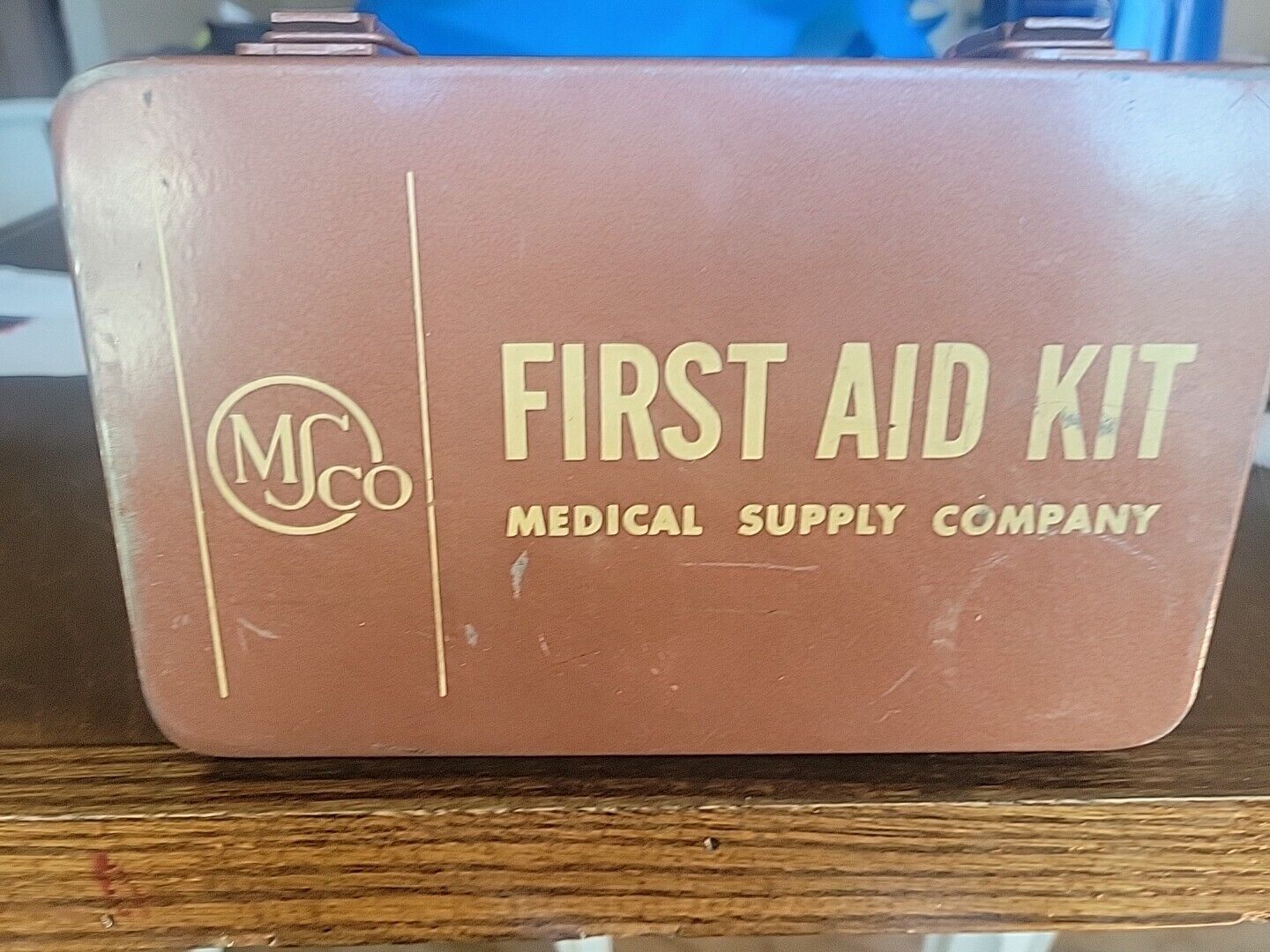 MS Co First Aid Kit Box Metal W/ Contents Medical Supply Company  Beige-used