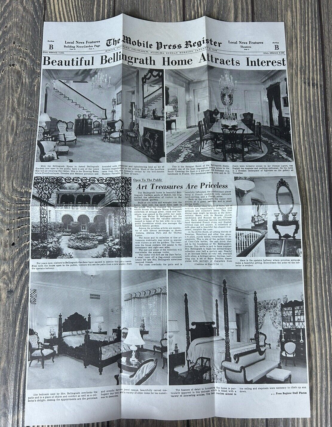 Vintage The Mobile Press Register January 8 1956 Newspaper Article Copy 